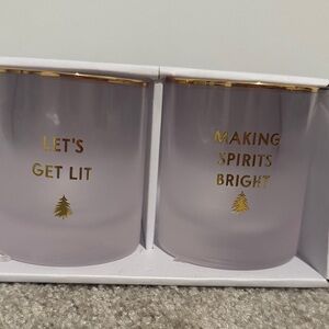 Frosted Glass Candle Holders with Gold Accents